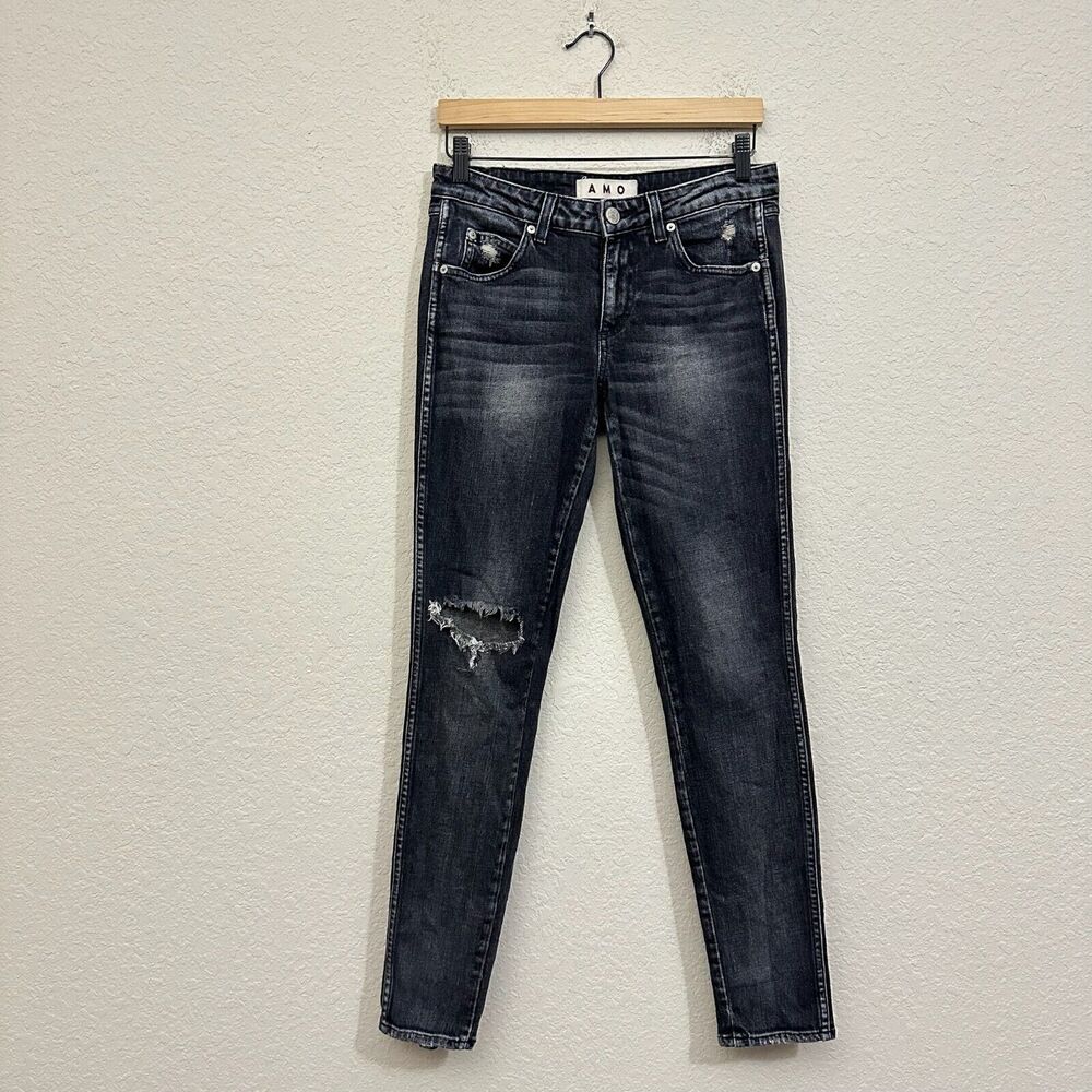 AMO "Stix" Distressed Skinny Jeans in Vixen Destroy Wash Sz 27 W8984